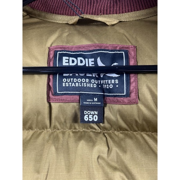 Eddie Bauer Original Down Bomber Jacket 650 FP Puffer Deep Mahogany Medium NWT - Picture 4 of 11